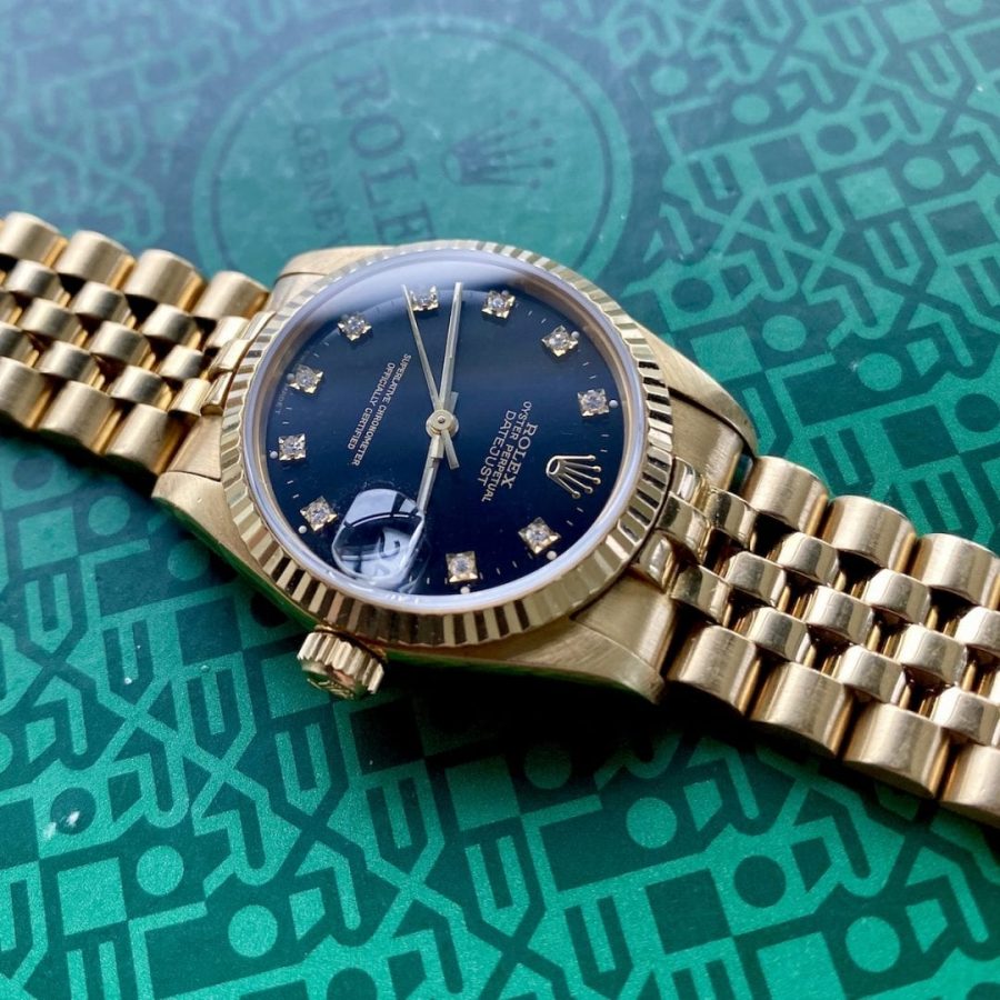 Rolex Datejust 31mm 68278 Yellow Gold Black Diamond Dial - Box Papers + Service