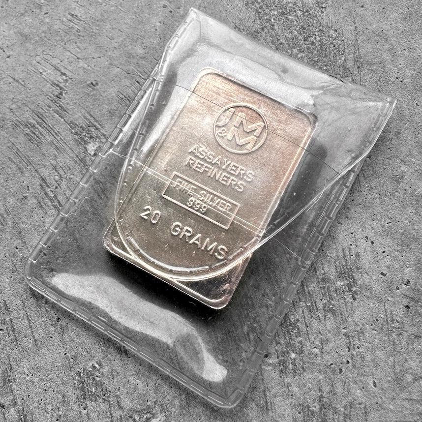 Vintage 20 Gram Johnson Matthey Mallory JM&M Silver bar