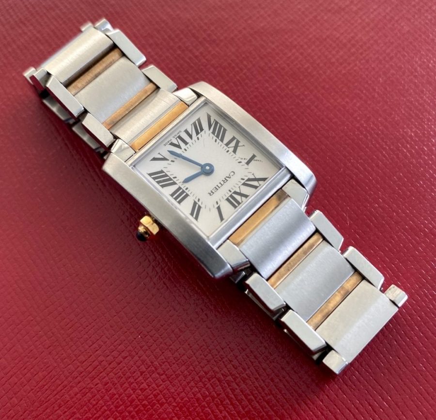 Cartier 20mm Automatic Ladies Tank Francaise 2384 Steel + 18k Gold - Box Papers