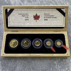 1999 Canada 1.9oz Coloured .999 Gold Maple Leaf 5-Coin Set