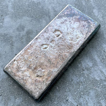 Load image into Gallery viewer, Stunning Johnson Matthey 20 oz .999 Silver Poured Bar - Pretty Patina Pour Lines
