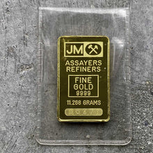 Load image into Gallery viewer, Johnson Matthey 11.268 Gram odd weigh Gold Bar
