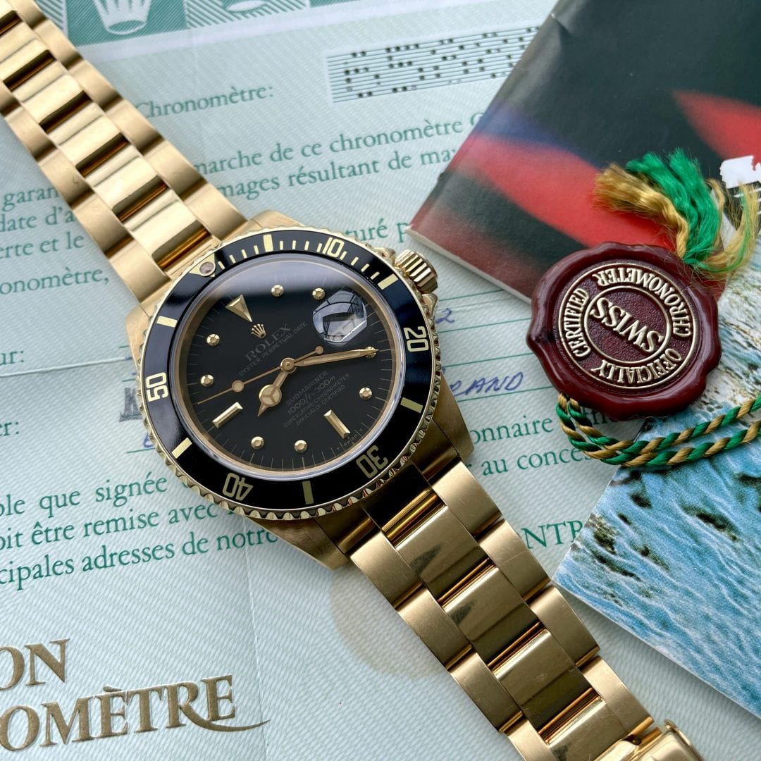 1981 Rolex Submariner Yellow Gold 16808 Matte Black Dial