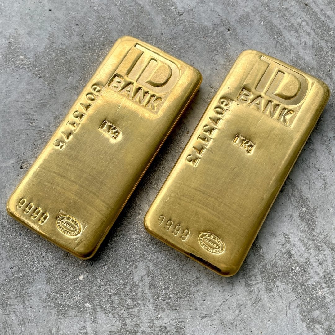 2 X Johnson Matthey TD .999 Gold Bars