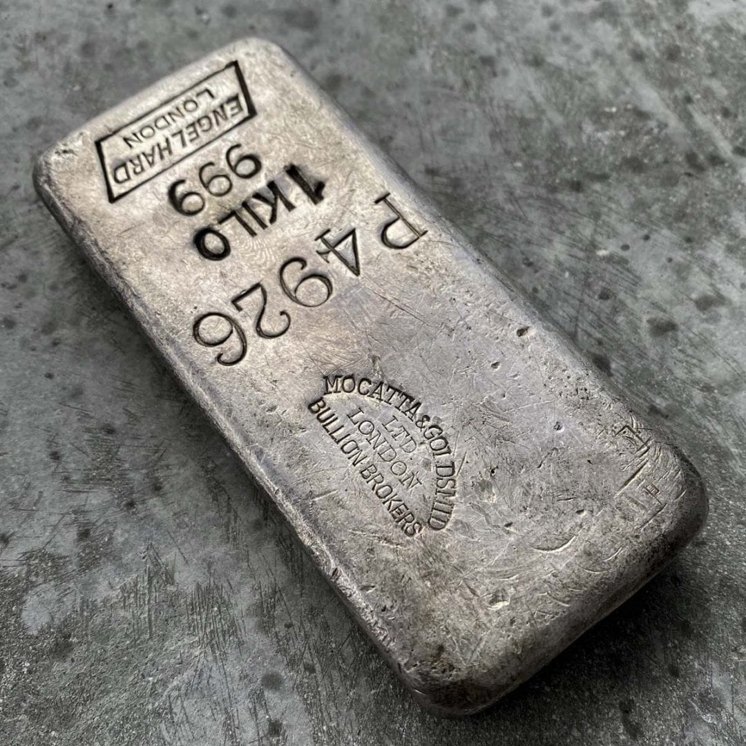 Vintage Engelhard Mocatta 32.15oz Kilo .999 Silver Bar