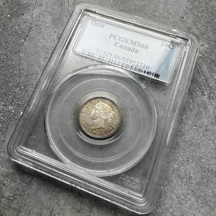 1858 Canada 10 Cent Dime PCGS MS 66