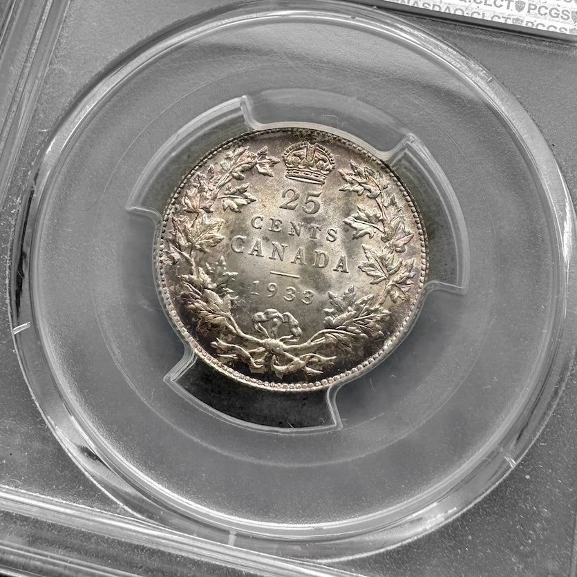 1933 Canada 25 Cent Quarter PCGS MS 66+