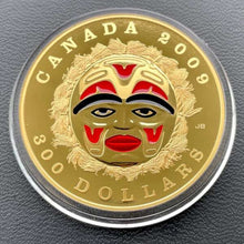 Load image into Gallery viewer, 2009 Four Seasons Canada Gold 14KT Coin $300 – Red Enamel Haida Summer Moon Mask
