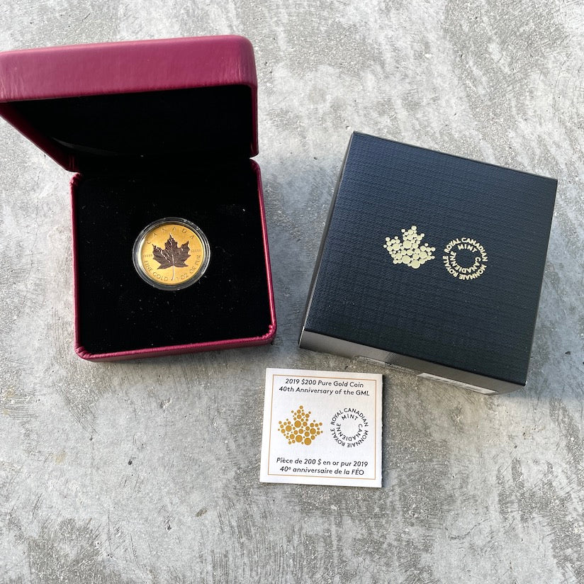 2019 Gold Maple reverse proof with Rose Gold inlay - 40th anniversary of the Gold maple