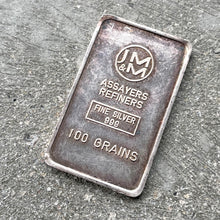 Load image into Gallery viewer, 100 Grains Johnson Matthey and Mallory Silver bar
