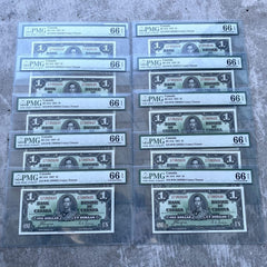 10 Consecutive 1937 $1 Notes PMG Gem UNC-66 EPQ