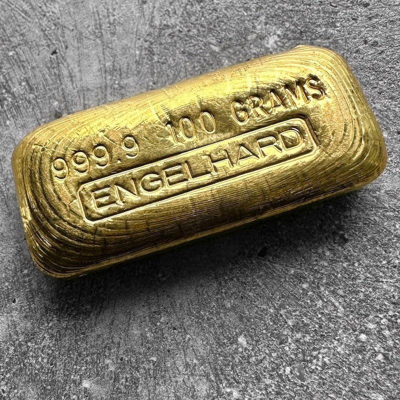 Vintage Engelhard Gold Poured Bar .9999 - 100 Gram - Stunning pour lines
