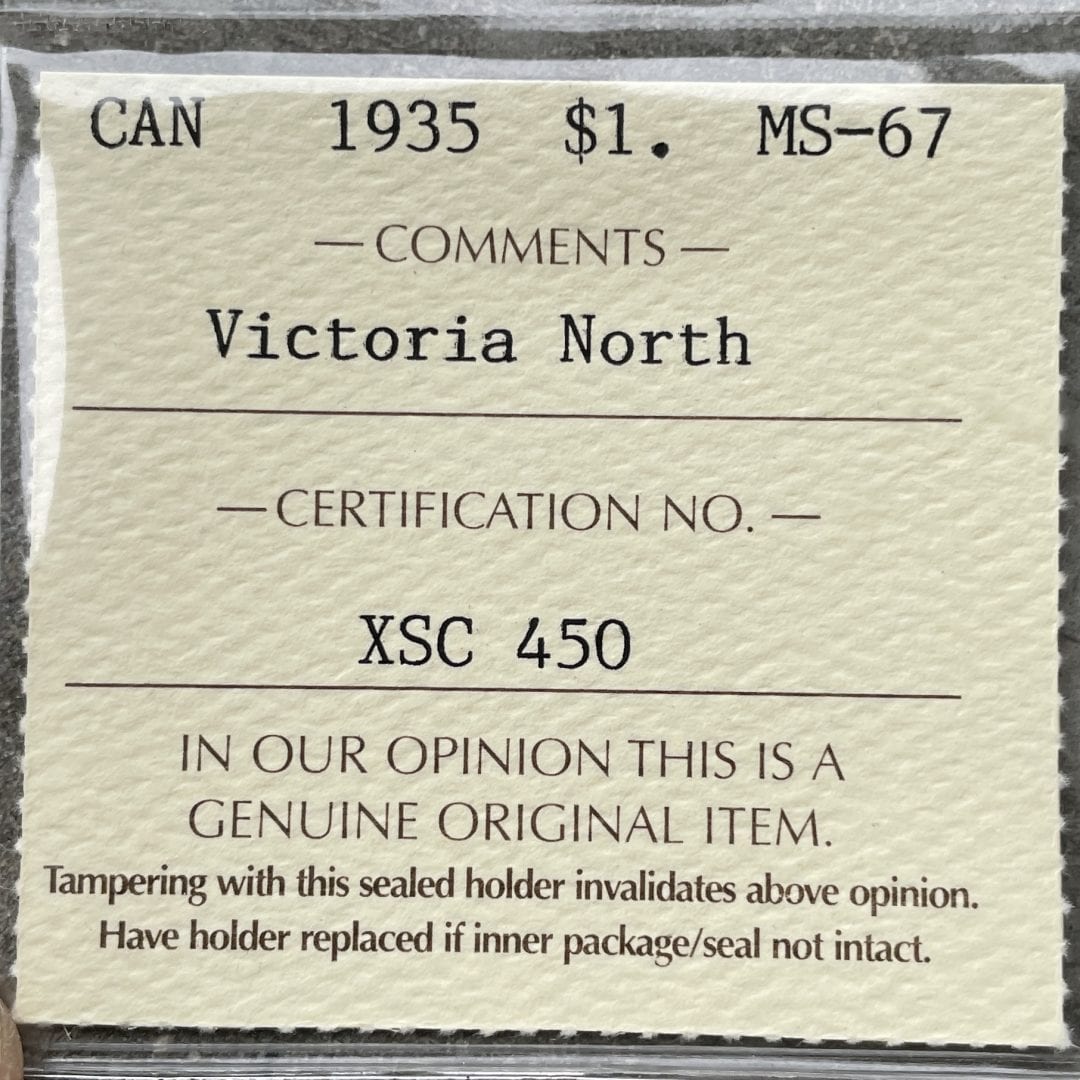 1935 Canada $1 ICCS Blast White MS-67