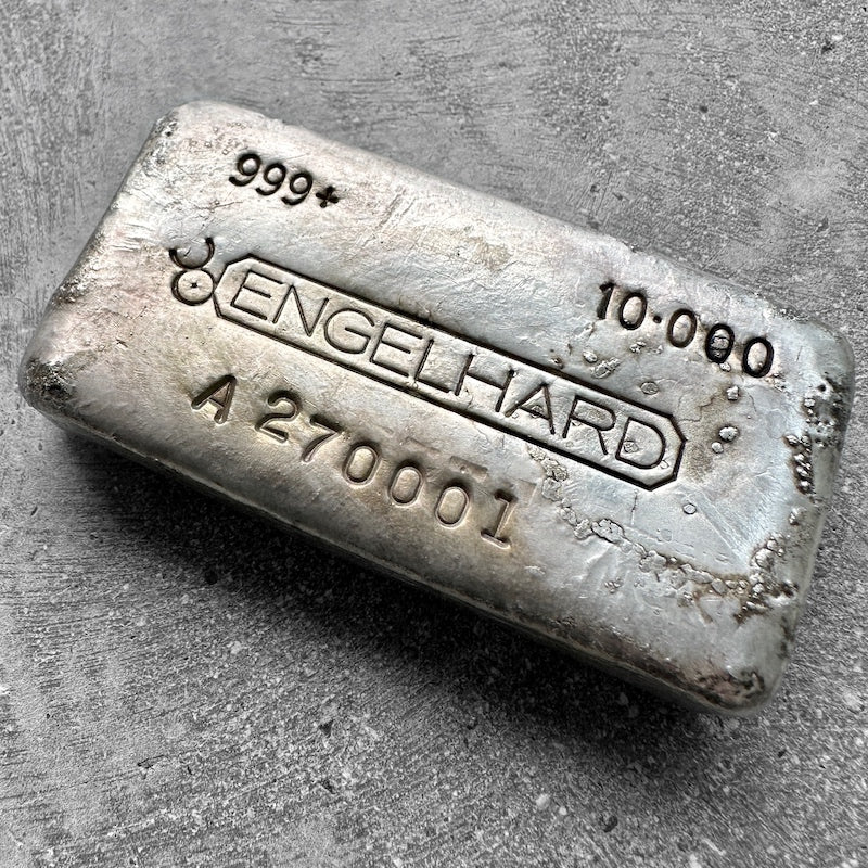 Scarce Engelhard 10oz with A prefix. A chance to own serial number 1 of the 'A' series Engelhard 10oz bars