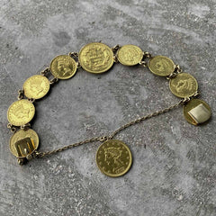 Stunning Vintage 22KT solid Gold US Love Token Coin Bracelet from 1887