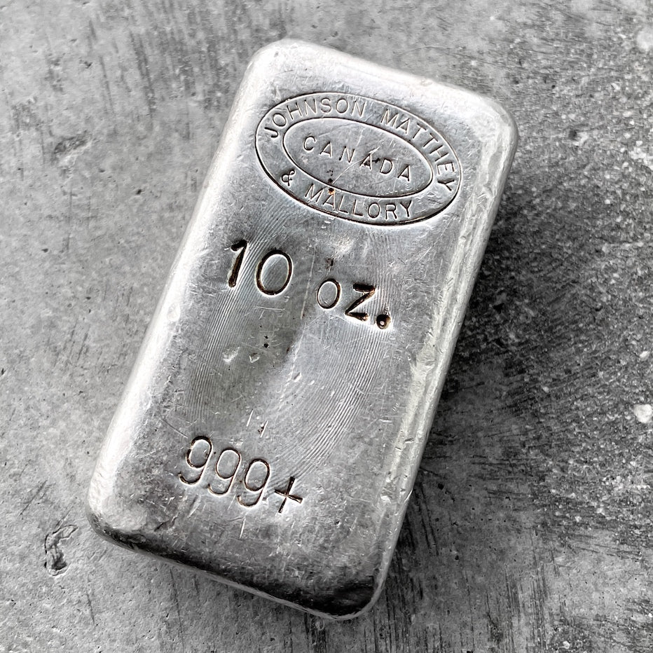 Johnson Matthey Mallory 10oz Silver Poured Bar