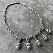 Load image into Gallery viewer, 14K White Gold Necklace set with 5+ Carats of diamonds and Cultured Pearls
