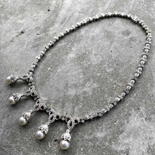 Load image into Gallery viewer, 14K White Gold Necklace set with 5+ Carats of diamonds and Cultured Pearls
