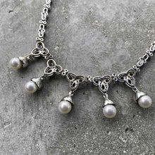 Load image into Gallery viewer, 14K White Gold Necklace set with 5+ Carats of diamonds and Cultured Pearls
