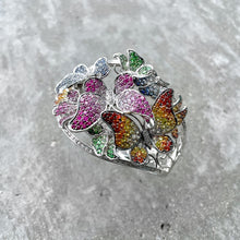 Load image into Gallery viewer, Solid 18k White gold set with sapphires in incredible butterfly motif
