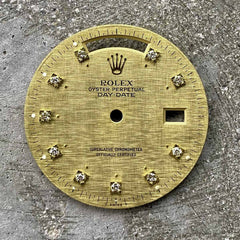 Original Rolex Linen dial President 18038 18238 - Factory Diamonds + Dot Accents