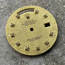 Load image into Gallery viewer, Original Rolex Linen dial President 18038 18238 - Factory Diamonds + Dot Accents

