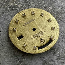 Load image into Gallery viewer, Original Rolex Linen dial President 18038 18238 - Factory Diamonds + Dot Accents
