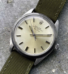 1979 Rolex Air King 34mm 5500 Silver Tropical Dial - Tobacco Patina on dial