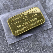 Load image into Gallery viewer, Johnson Matthey London 50 Gram Gold Bar .9999 - Bank of England
