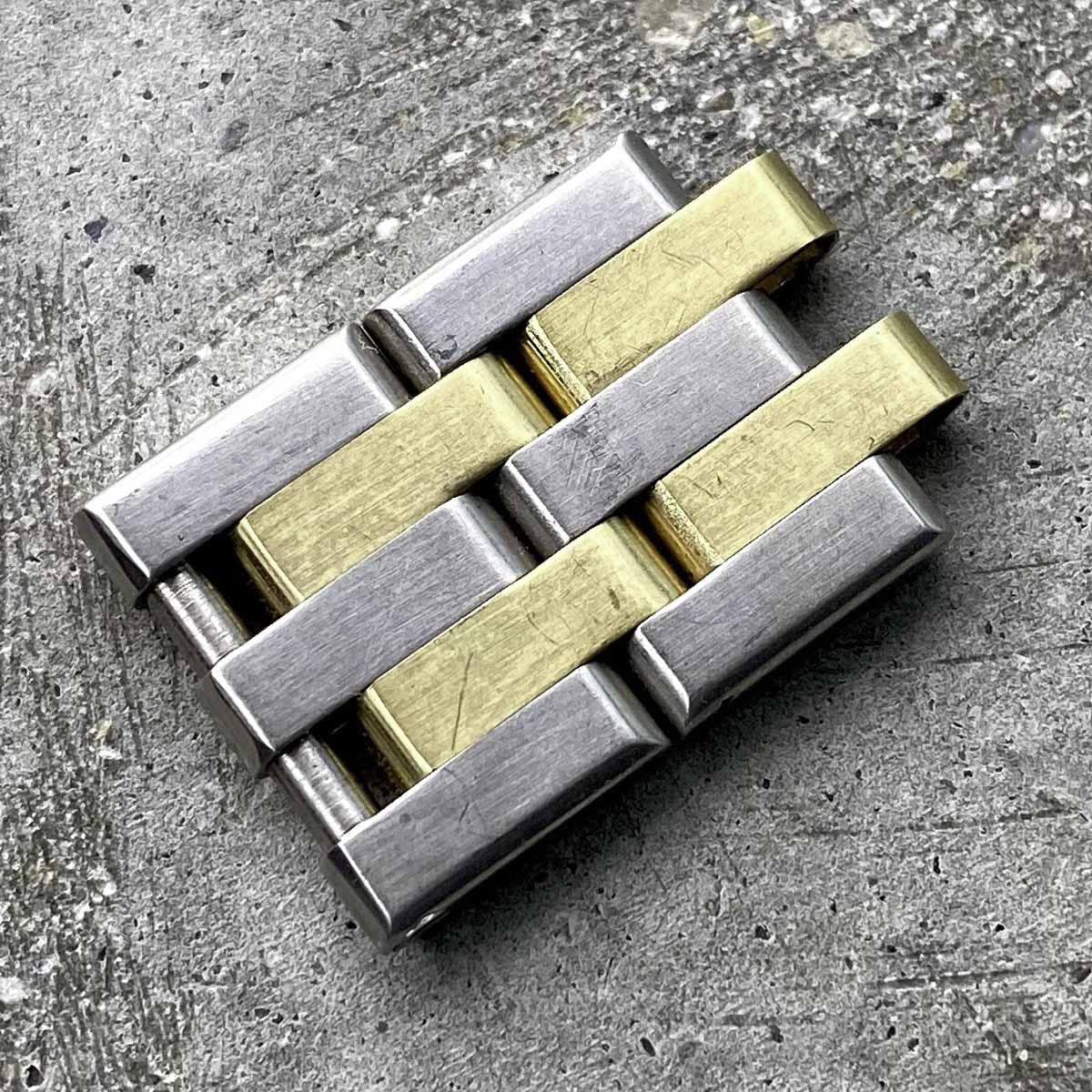 Pair of Authentic Rolex 18K Yellow Gold Two Tone 15mm Link Oysterquartz 17013