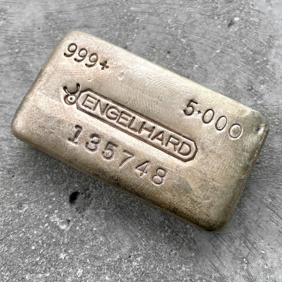 5oz Engelhard Poured silver bar