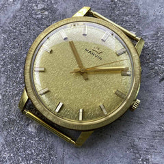 34 mm Marvin Mens 18K Yellow Gold wristwatch Manual Movement NOS - New Old Stock