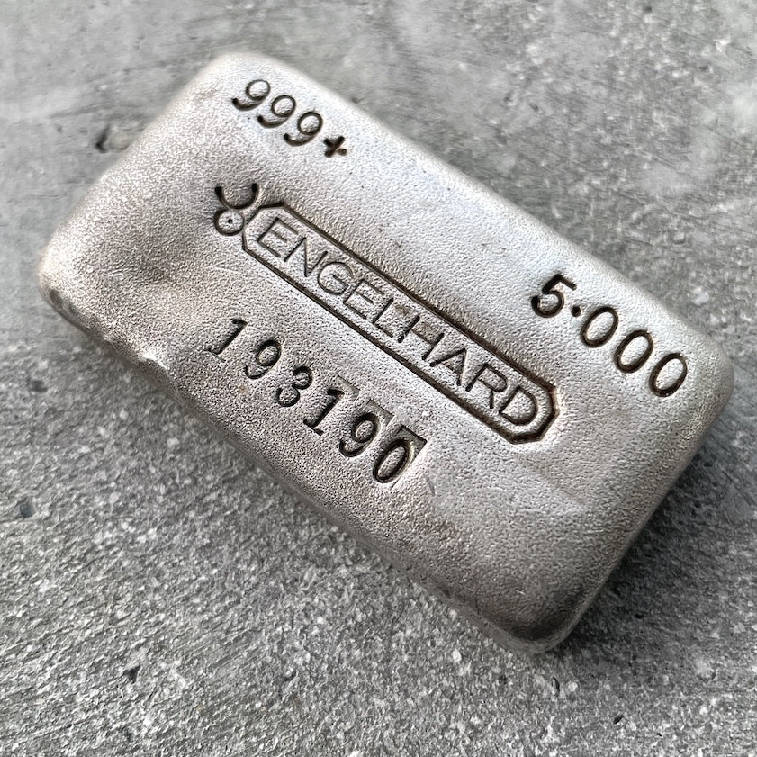 Engelhard 5 oz .999 Silver Poured Bar 5oz – Attractive