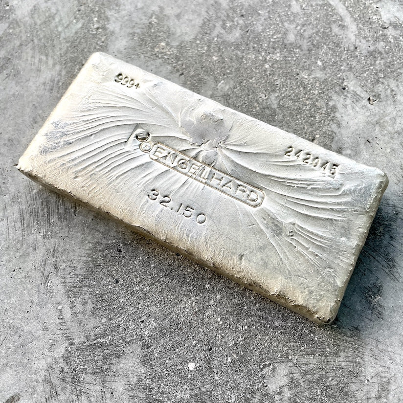 Engelhard 32.15oz Kilo Poured Silver Bar Stunning pour lines