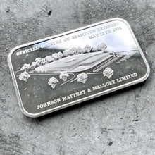 Load image into Gallery viewer, Johnson Matthey And Mallory Brampton Refinery Opening 1oz Silver Bar
