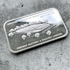 Johnson Matthey And Mallory Brampton Refinery Opening 1oz Silver Bar