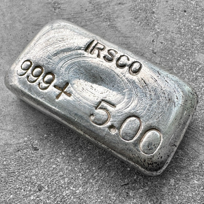 Vintage IRSCO 5oz Poured silver bar