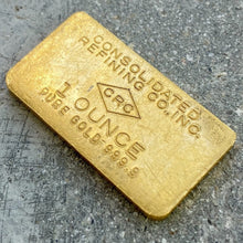 Load image into Gallery viewer, Vintage Consolidated Refining Inc 1oz .999 Gold Bar
