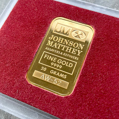 20 Gram Johnson Matthey Gold Bar - AW-52 Serial