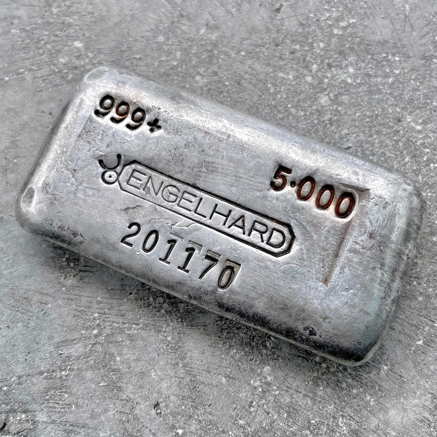Engelhard 5oz Poured Silver bar