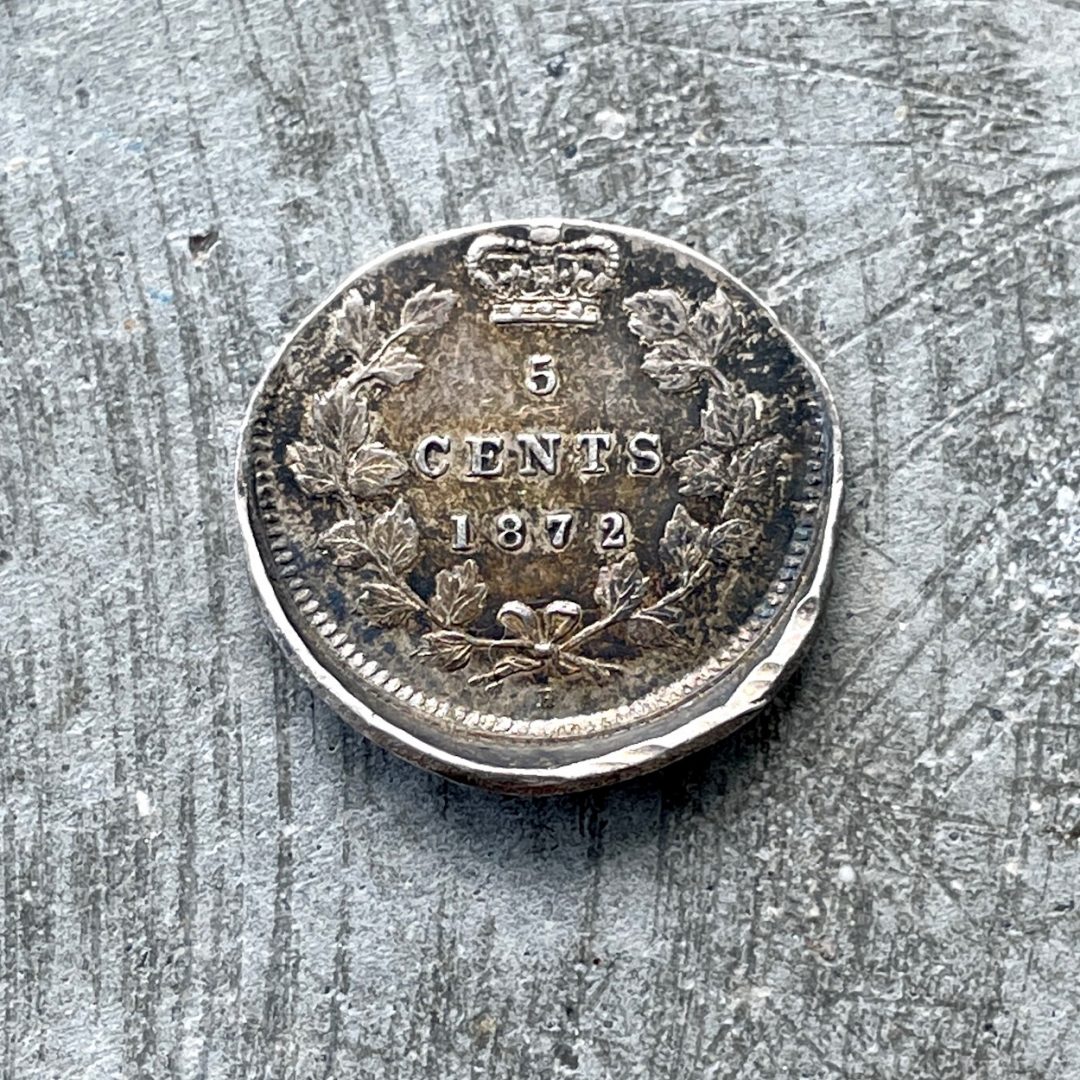 1872 Canada 5 Cent Silver - Dramatic off struck error