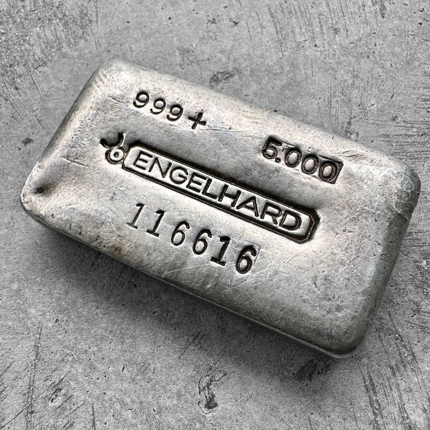 Vintage 5oz Engelhard Silver Poured Bar