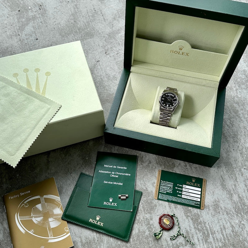 Rolex President White Gold 118239 – Factory Black Diamond Dial