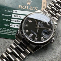 Rolex President White Gold 118239 – Factory Black Diamond Dial