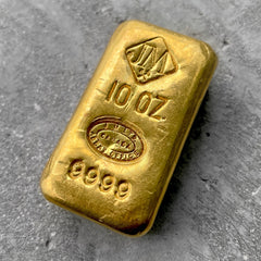 Vintage Johnson Matthey 10oz .999 Pure Gold Bar Double Stamp