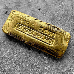 Engelhard 2 oz Gold Poured Bar .9990 2oz - Incredible pour lines
