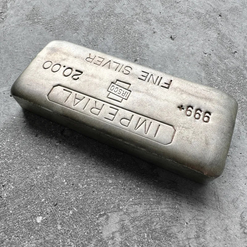 IRSCO Imperial Refining 20 oz .999 Silver Poured Bar – Incredible condition!