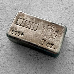 JMC Johnson Matthey Company 3 oz .999 Fine Silver Bar - Neat Size!