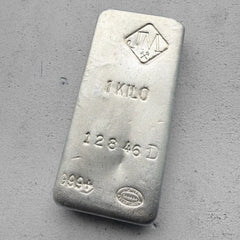 Johnson Matthey 1 Kilo .999 Silver Poured Bar 32.15 oz - D Serial