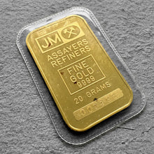 Load image into Gallery viewer, Johnson Matthey 20 Gram Gold Bar Plain Back Struck .9999+

